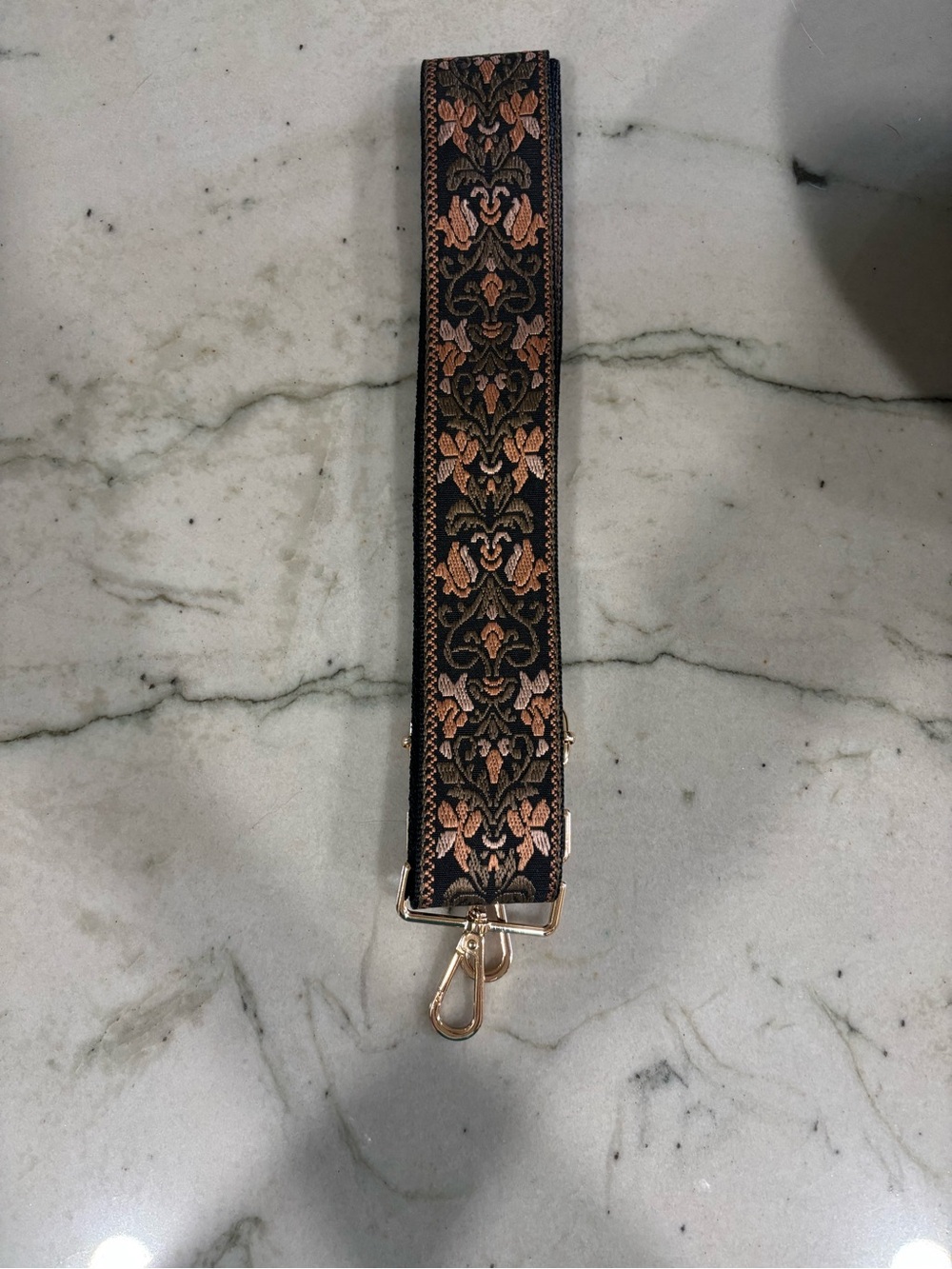 Adjustable Black and Copper Jacquard Strap with Gold Hardware - Picture 2 of 5
